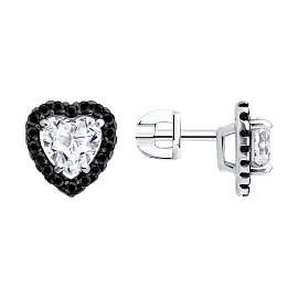 Серьги пусеты 94-122-00122-1 серебро Сердце_0