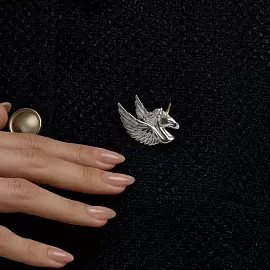 Брошь 94049018 серебро Единорог_1