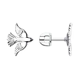 Серьги пусеты 94022352 серебро Птица_0