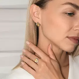 Кольцо один камень 653149 серебро Обсыпка_1