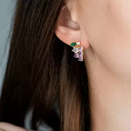 Серьги пусеты 3-3147-Y ювелирный сплав виноград_1