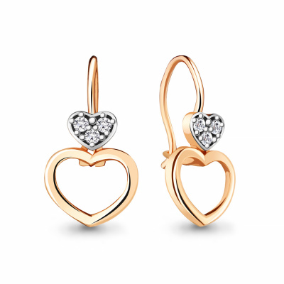 Серьги 48755.1 золото Сердце