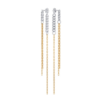 Серьги подвесные НС22-504Ю-34 серебро Цепи