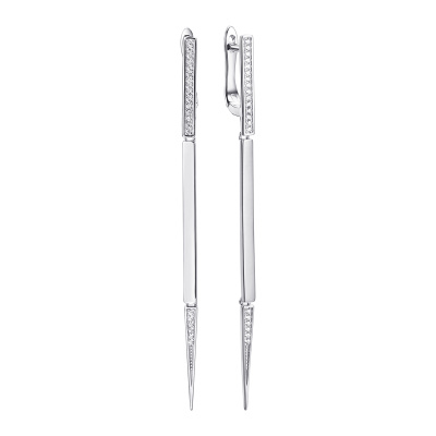 Серьги подвесные SL-E01809-X-W-X-X-W серебро Дорожка