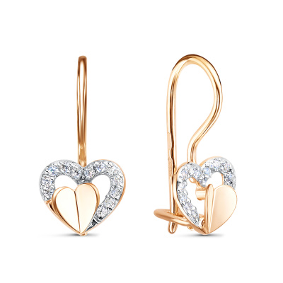 Серьги 122660 золото Сердце