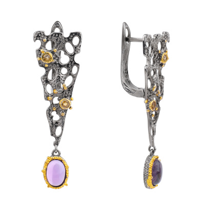 Серьги подвесные C00964 серебро