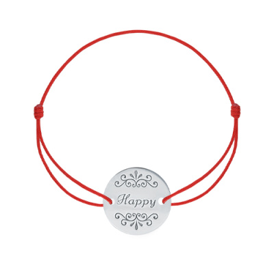 Браслет красная нить 00070327-6 серебро Happy