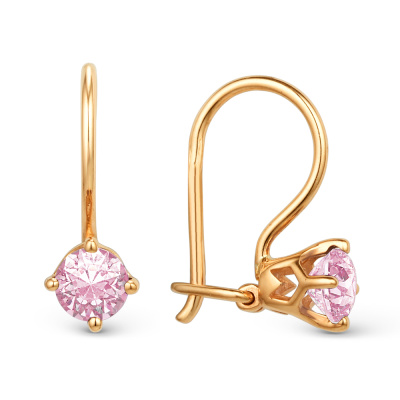 Серьги один камень 002295-1120 роз золото