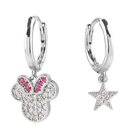 Серьги подвесные 3-1682-W ювелирный сплав