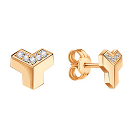 Серьги пусеты Т10202Е457 золото