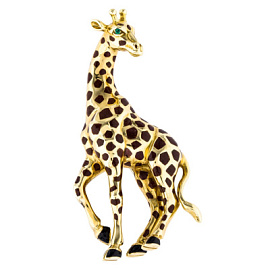 Брошь 261110194 ювелирный сплав Жираф