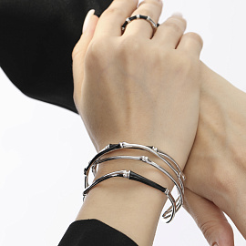 Браслет жесткий BS050400RB-00B1 ювелирный сплав бамбук_2