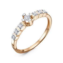 Кольцо один камень 1108088 золото