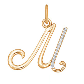 Подвеска буква П-781М золото Буква М
