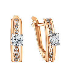 Серьги один камень СргЛ28.бцФ.з585 золото