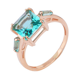 Кольцо один камень К-0032 кв золото