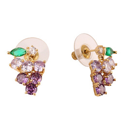 Серьги пусеты 3-3147-Y ювелирный сплав виноград