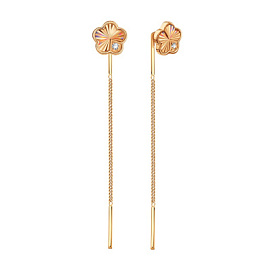 Серьги продевки Т10262Е025 золото Клевер