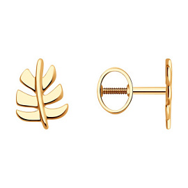Серьги пусеты 0200214 золото Лист