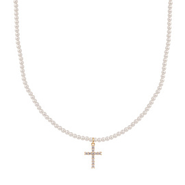 Бусы чокер К-150W-1К-38 ювелирный сплав Крест