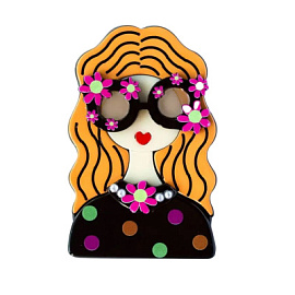 Брошь 341110003b ювелирный сплав Девушка