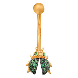 Пирсинг в пуп 10880 зел золото Жук