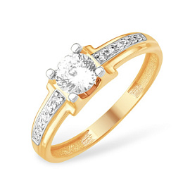 Кольцо один камень К13220258 золото