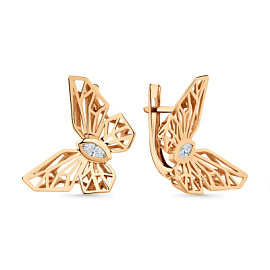 Серьги 002-0898-0001-010 золото Бабочка