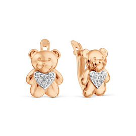 Серьги Т142029397 золото Мишка