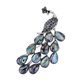 Брошь 141110165 ювелирный сплав Павлин