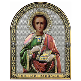 Икона 6405.2СT ювелирный сплав Святой Великомученик Целитель Пантелеимон 