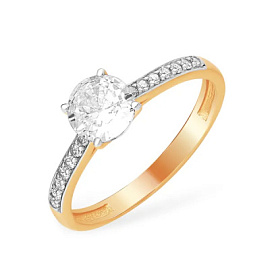 Кольцо один камень К13218352 золото