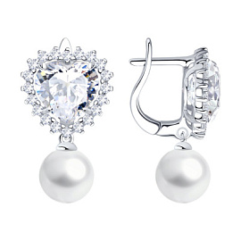 Серьги подвесные 94027299 серебро Сердце