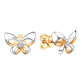 Серьги пусеты Т14202В841 золото бантик