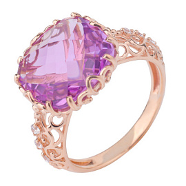 Кольцо один камень К-0013 ам золото