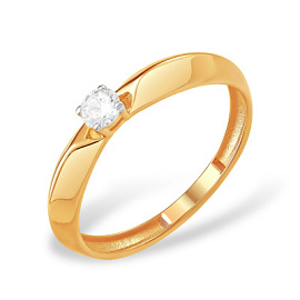 Кольцо один камень К13215575 золото