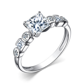 Кольцо один камень 01-3864.00КЦ-00 серебро