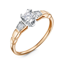 Кольцо один камень 1108074 золото