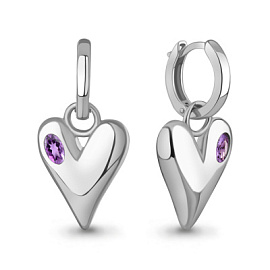 Серьги подвесные 45023004.5 серебро Сердце