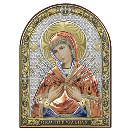 Икона 6395.2C ювелирный сплав Семистрельная Божья Матерь
