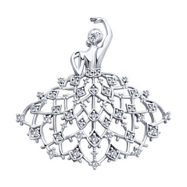 Брошь 94040334 серебро Девушка