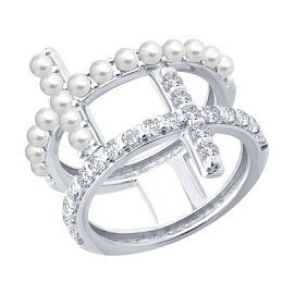 Кольцо 94014597 серебро Крест