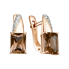 Серьги один камень С-0269 раух золото