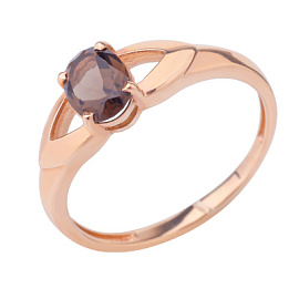 Кольцо один камень К-0242 раух золото
