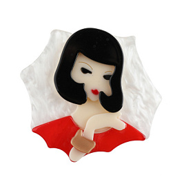 Брошь 341110012 ювелирный сплав Девушка