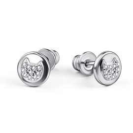 Серьги пусеты 02-4782.00КЦ-00 серебро Кот