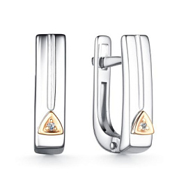 Серьги один камень 02-4124.000Б-00 серебро