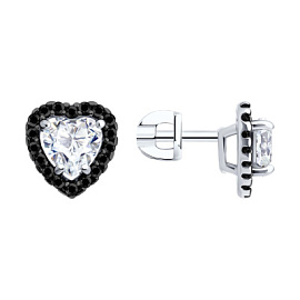 Серьги пусеты 94-122-00122-1 серебро Сердце