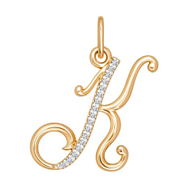 Подвеска буква П-781К золото Буква К