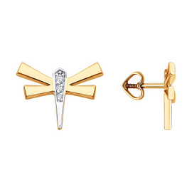 Серьги пусеты 51-122-02842-1 золото Стрекоза